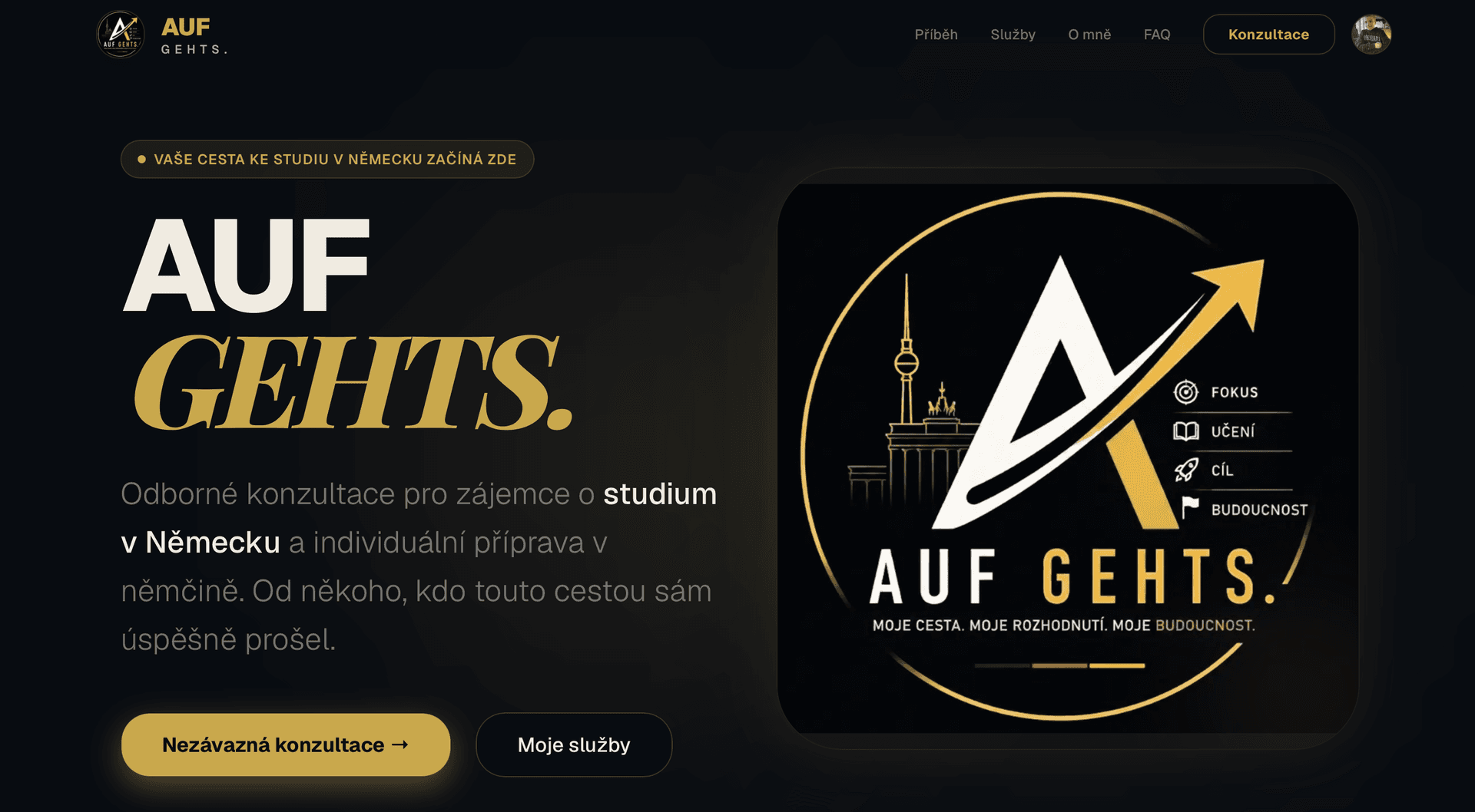 Osobní web na míru pro lektora němčiny Auf Gehts — příklad webu pro živnostníka