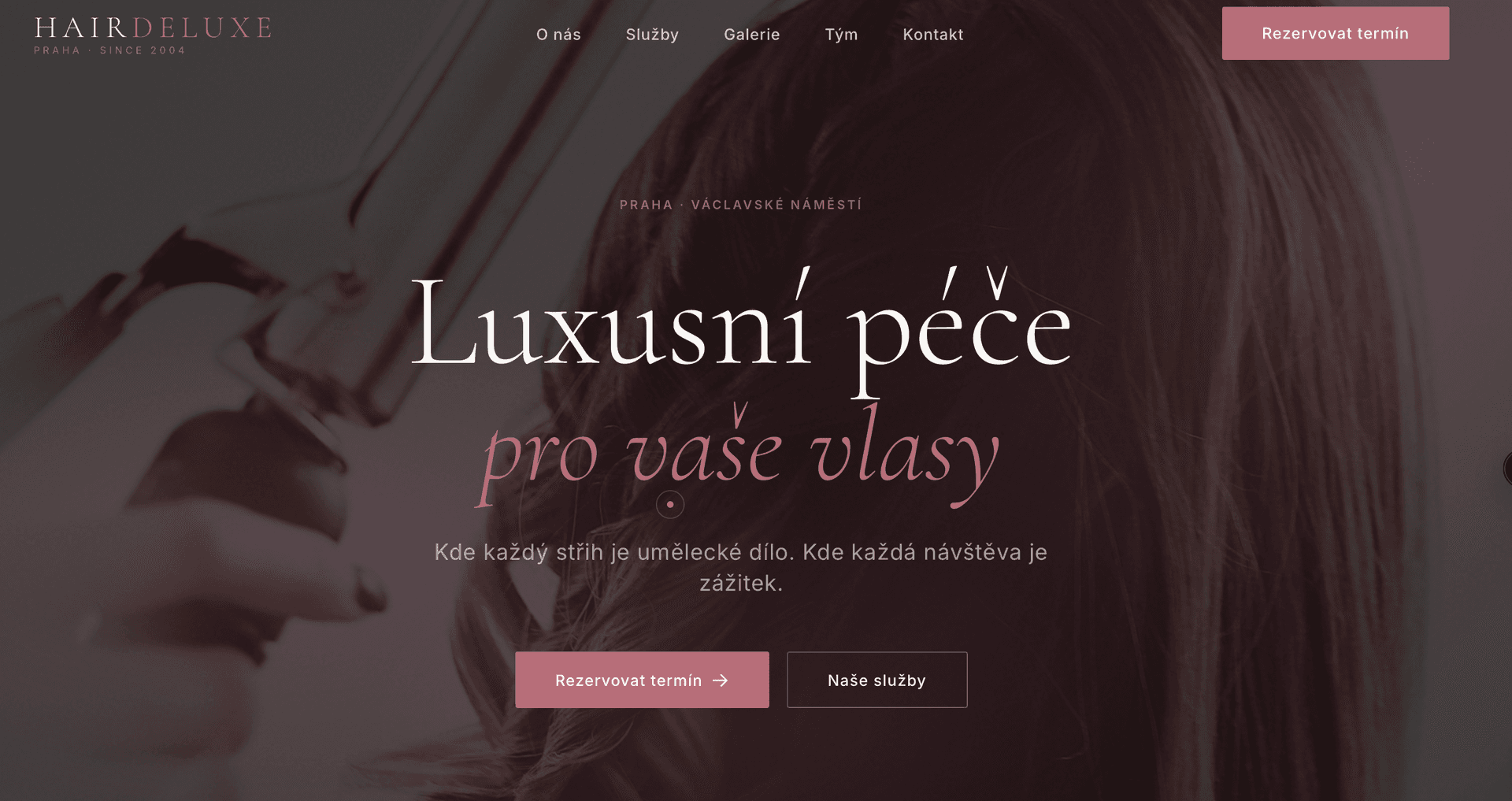 Web pro kadeřnický salon HairDeluxe — ukázka webu na míru pro kadeřnictví