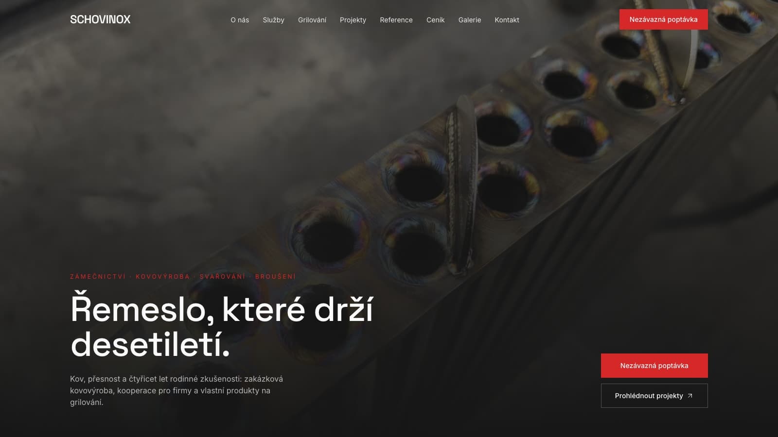 Firemní web pro kovovýrobu Schovinox — zámečnictví a svařování