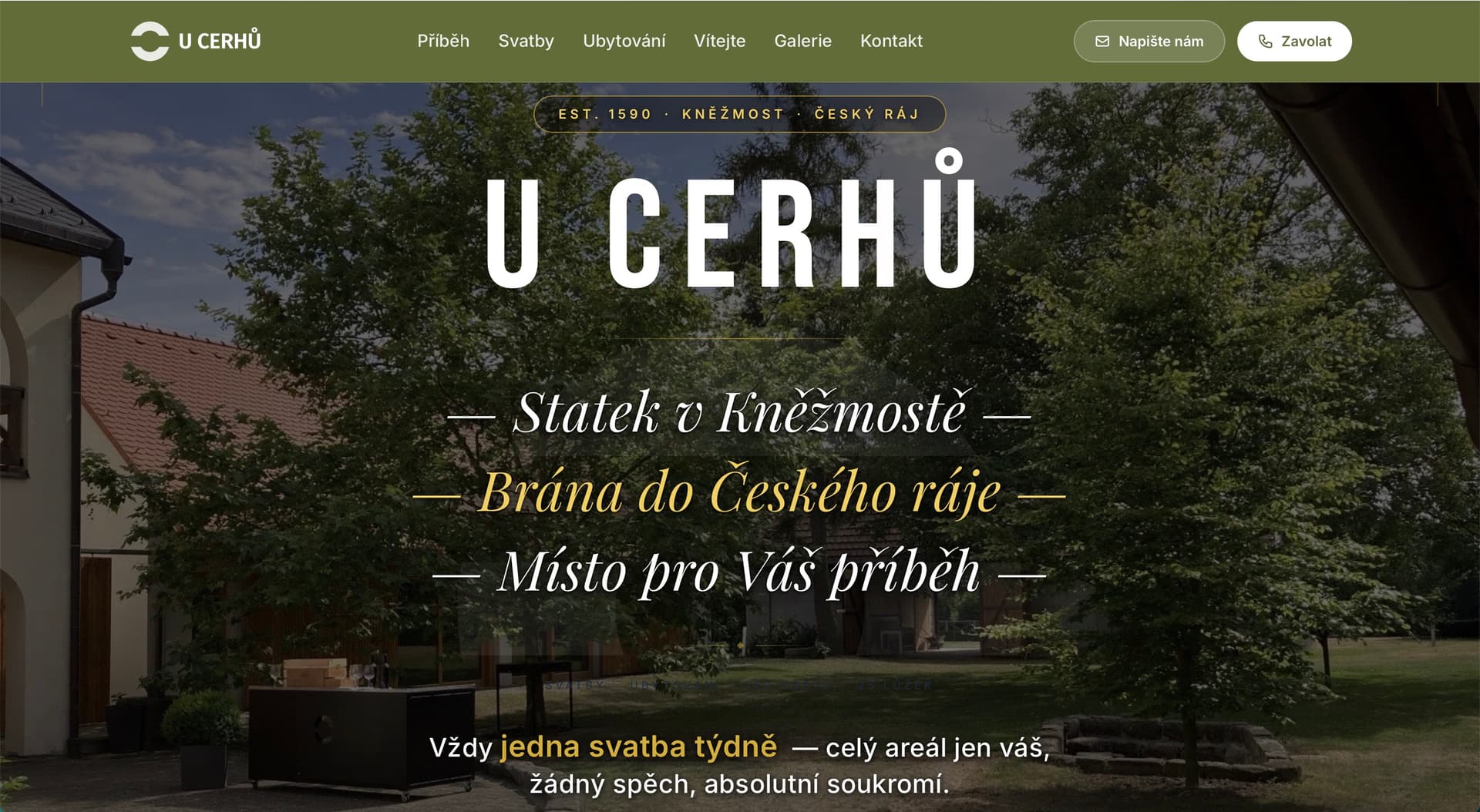 Web na míru pro statek U Cerhů — svatby a ubytování v Českém ráji