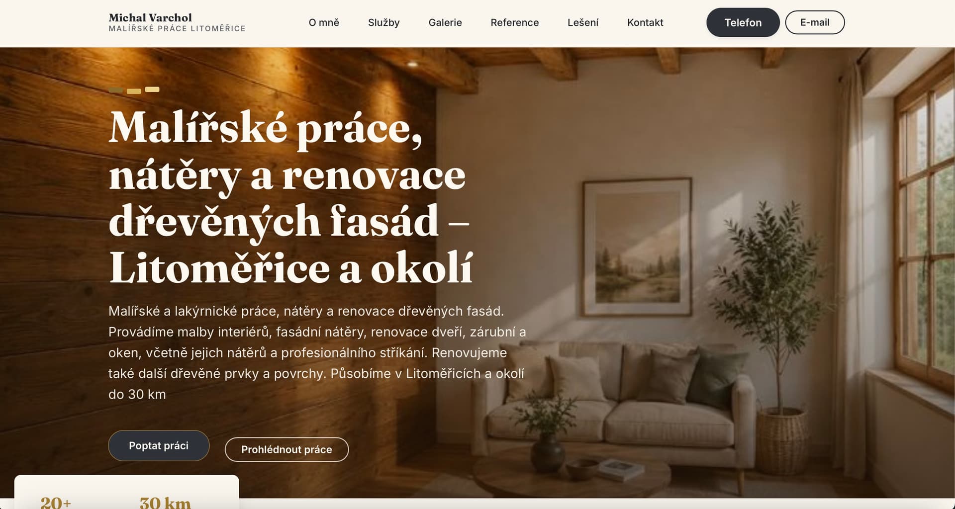 Firemní web pro malíře pokojů a natěrače Michala Varchola — Litoměřice