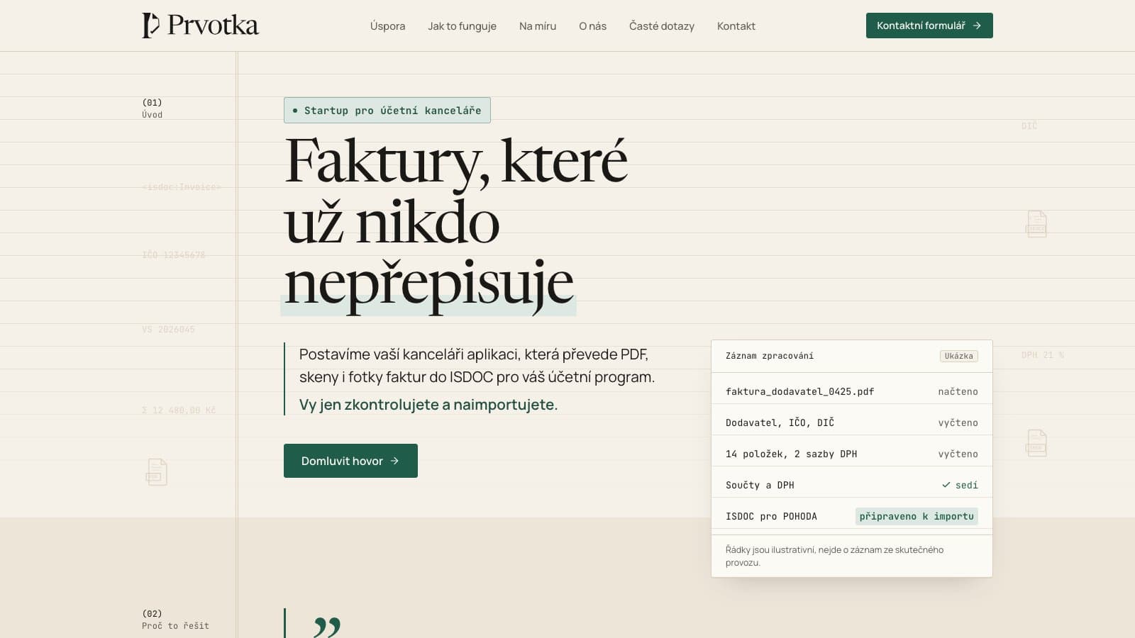 Prvotka — vlastní produkt pro převod faktur do ISDOC pro účetní kanceláře